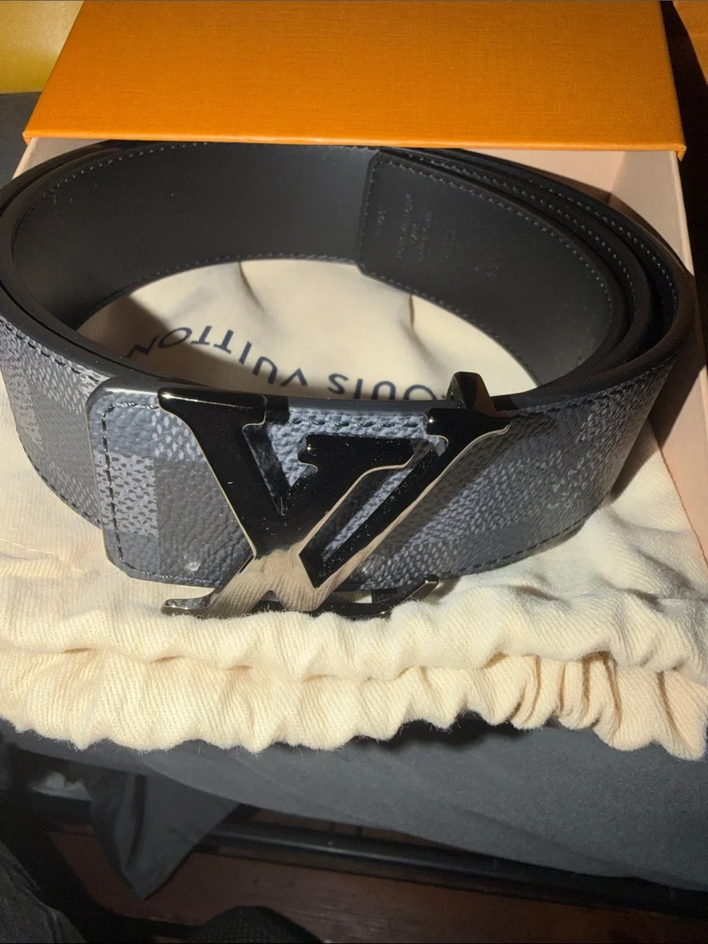 Louis Vuitton Men's Gray Monogram LV Buckle Belt